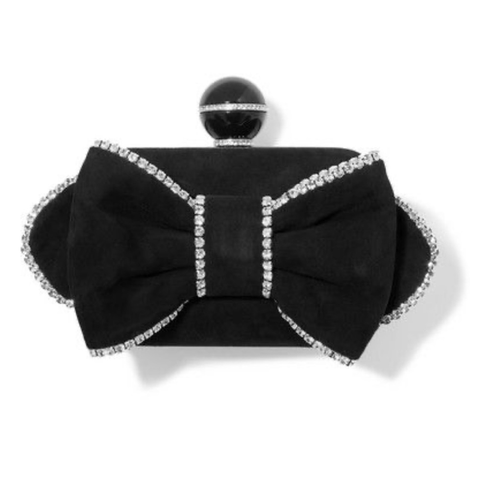 JIMMY CHOO Cloud crystal-embellished suede clutch